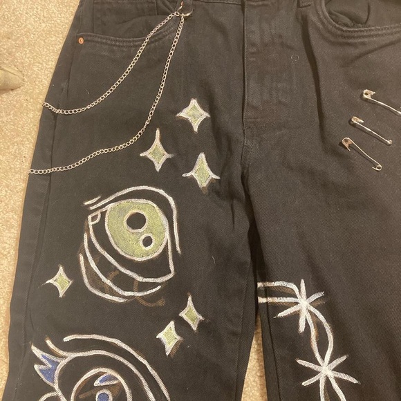 Cotton On Grunge Upcycled Hand Painted Jeans - Picture 4 of 7
